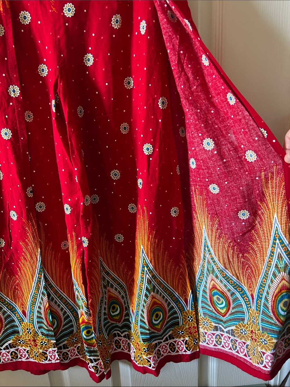 Peacock Abstract Flowy Y2K Wide Open Leg Tie Waist Boho Culotte Pants Sz Small - Picture 7 of 13